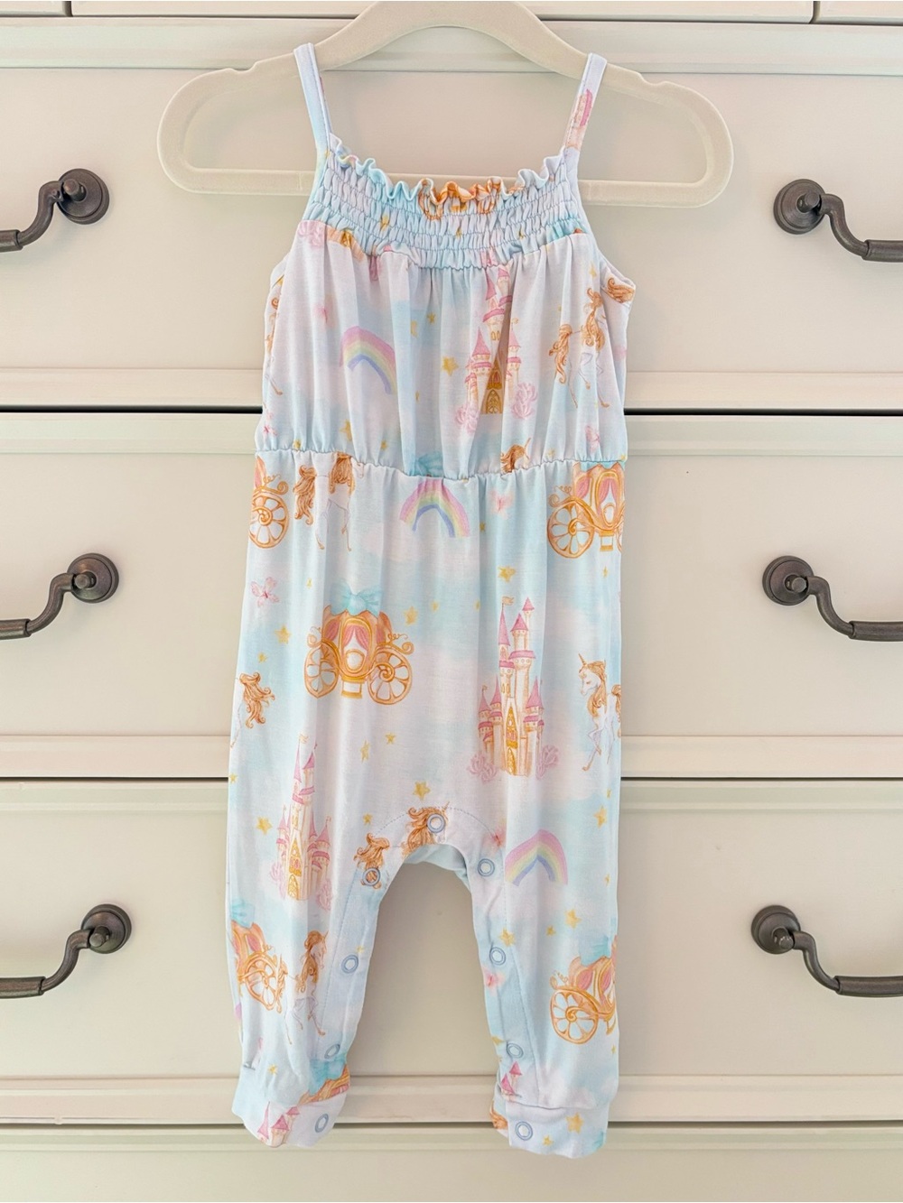 GUC Little Snuggles Bamboo Princess Castle Romper Size 6-9 Months